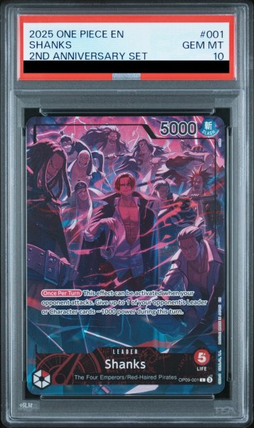 画像1: 【PSA10】シャンクス (パラレル/illust:otton/2nd ANNIVERSARY SET) [L] 《英語版》 {OP09-001} (1)